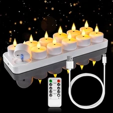 Homemory Rechargeable Tea Lights Flameless Warm white light, pack of 12 