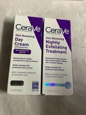 CeraVe Skin Renewing Day Cream SPF 30  Nightly Exfoliating Treatment Set