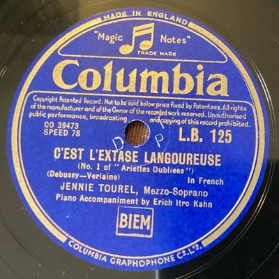 Jennie Tourel   78 rpm Columbia LB125: DEBUSSY C est l extase/Il pleure dans mon