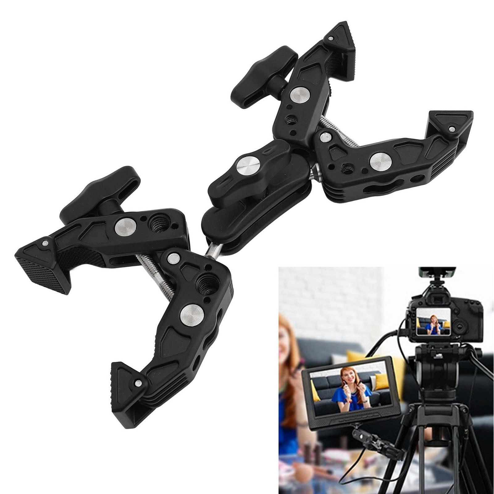 Double Super Clamp Camera Mount Aluminum Alloy Camera Mount Ball Head Clamp