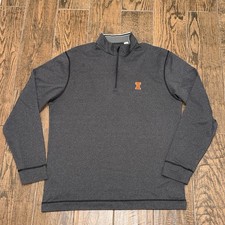 Illinois Fighting Illini Mens Cutter & Buck Performance Grey  1/4 Quarter Zip LG