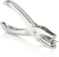 1 Hole Punch, 5 Sheet Capacity Hole Puncher, Single Hole Paper Punch, Chrome 74