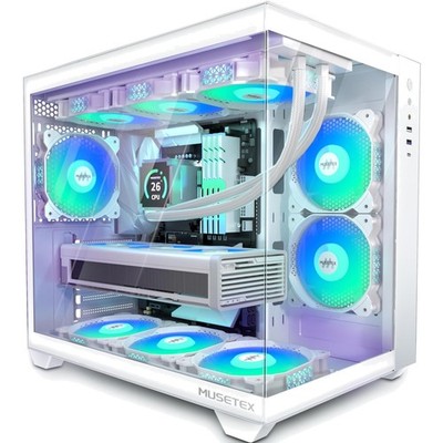 Gaming PC Gehäuse Y6 ATX Midi-Tower mit 6 PWM ARGB Lüftern Tempered Glass Vol...