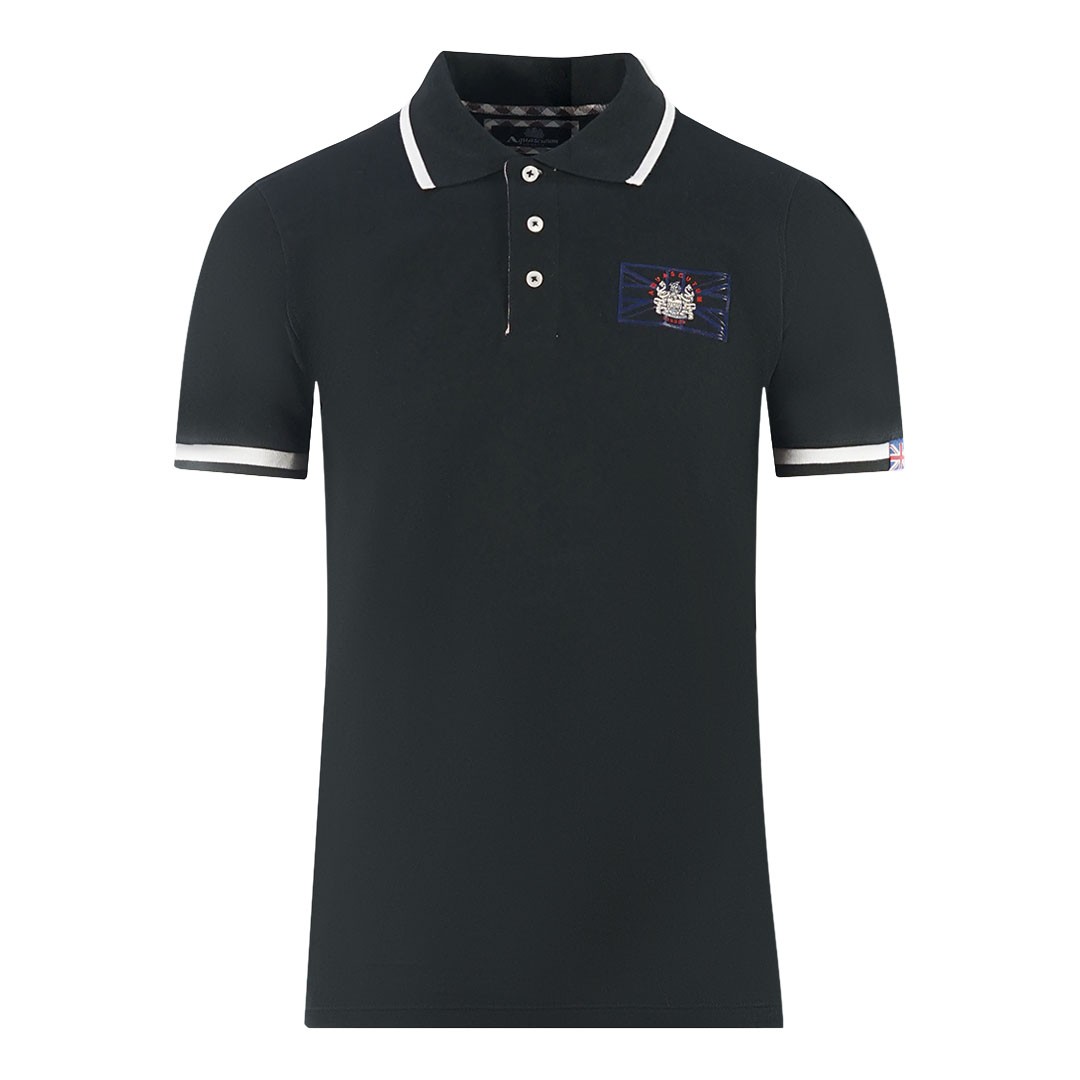 Aquascutum London Union Jack Black Polo Shirt for Men
