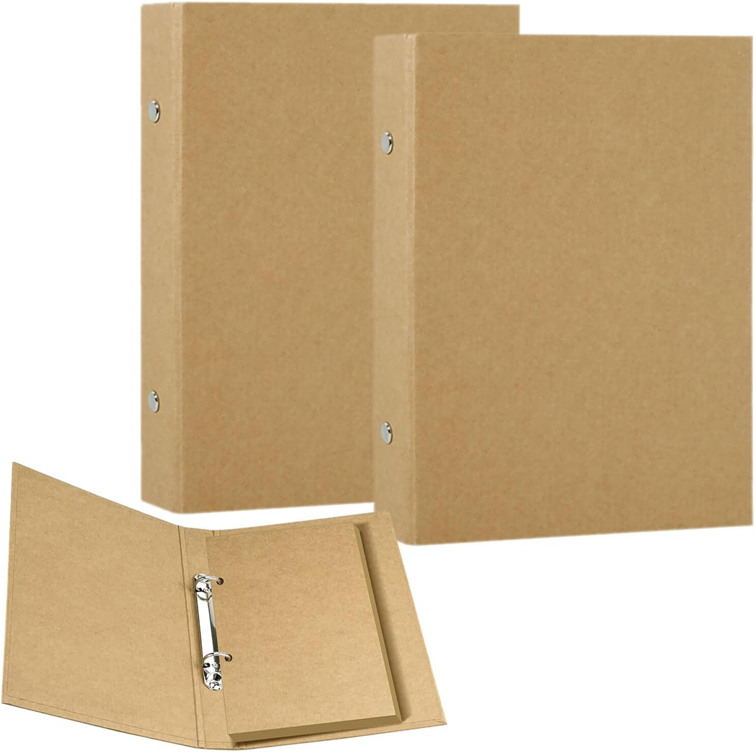 A5 Ring Binder 2 Ring Refillable Kraft Folder 2 Pieces Durable Document Organize