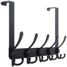over the Door Hook,Door Hanger Hook Rack with 5 Tri Hooks for Hanging Coats,Over