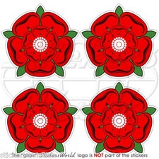 RED ROSE of LANCASTER Flower UK Lancashire England British 50mm Stickers x4 