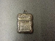 Vintage White Metal U.S. Mail Bage Shaped Novelty Stamp Case