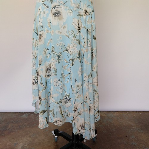 Abito midi vintage Y2K blu floreale taglia 6 S scollo a V taglio sbiadito fata capricciosa - Foto 4 di 10