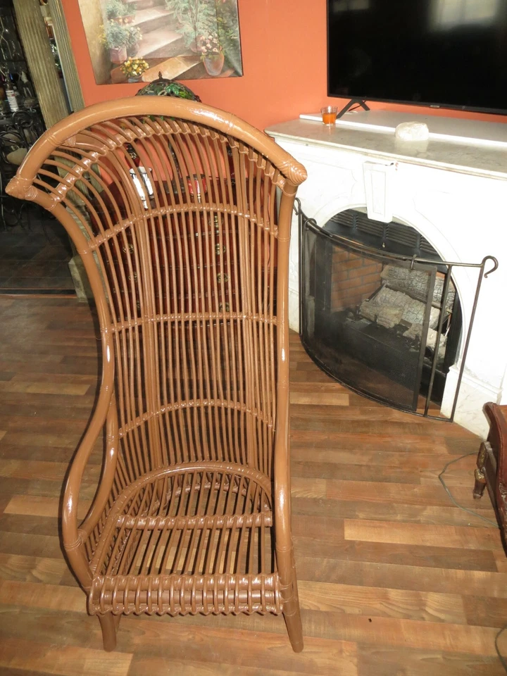 Silla trono vintage Hollywood Regency MCM Franco Albini con dosel de ratán Foto 3 de 4