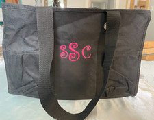 THIRTY-ONE Bags STORAGE Monogram SCS Open Tote BLACK Duffle DIAPER BAG