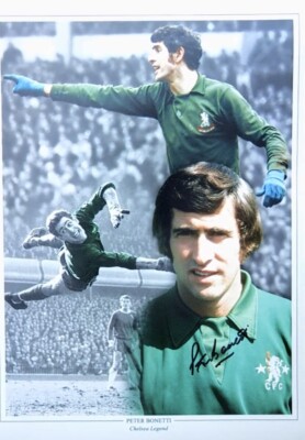 PETER BONETTI SIGNED CHELSEA FC  PRINT 1959-1975 GREAT CLEARANCE SALE