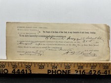 1894 Montgomery County Amsterdam New York Court Summons Vintage Mizzo 