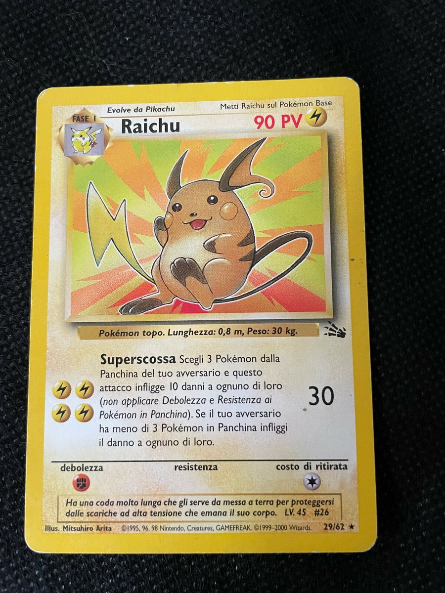 1995 raichu pokemon card value 29/62 Wizards of the Coast Fossil Rare #29 Trading Card : Toys & Games Rare Card Type Vintage Nintendo Pikachu to Raichu