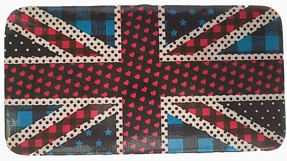 Union Jack жесткий чехол бумажник застежки синий и красный сердца звезды клетку панк Великобритании - Изображение 4 из 4