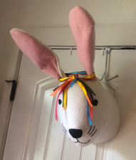 Bunny 3D Wall Hanging Nursery 18" X 9" Decor EUC movable ears