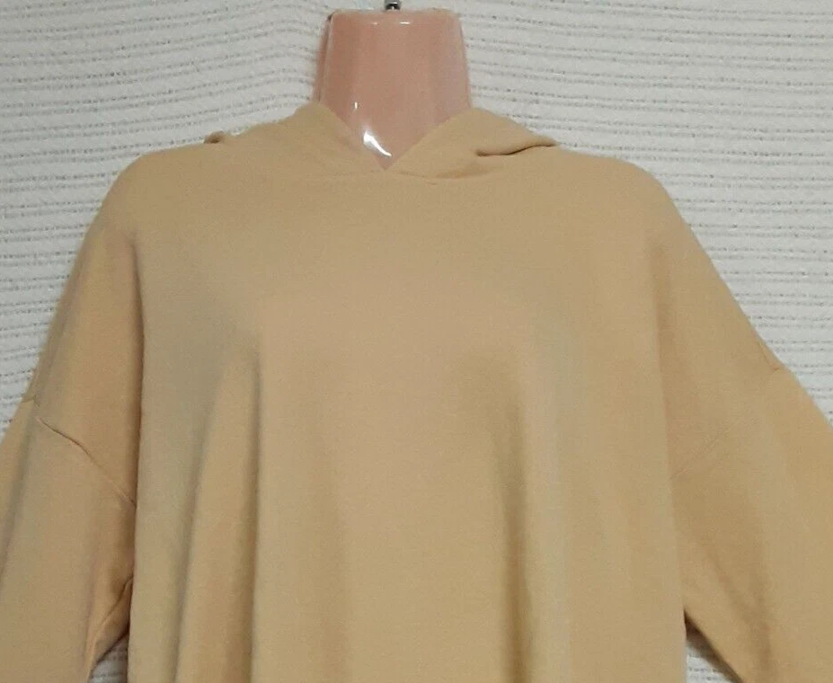 VETEMENTS Felpa con cappuccio J. Jill donna taglia L leggera senape cotone manica lunga