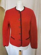 Geiger Of Austria Tyrol Boiled Wool Jacket Red Size 12 Vintage Pure New Wool 42