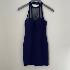 Speechless Juniors' Illusion Contrast Bodycon Dress Mini Zip Navy Blue Size 3