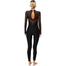 DE Damen Turnanzug Gymnastikanzug Glitzer Eiskunstlauf Body Leotards Tanzkostüm