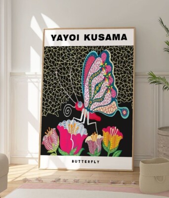 Yayoi Kusama Abstrakter Schmetterlingsdruck, Moderner Zeitgenössischer Druck, Wandkunst für Zuhause
