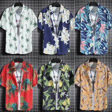 Beach Shirt Hawaiian Men's Casual Short Sleeve Button-Up Cuban Summer 8 COLORS 