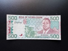 Sierra Leone 500 Leones Old Banknote 1991 AUNC-VF Paper Money Bank Bills P-19