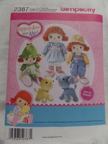 McCall's Crafts Simplicity Doll Raggedy Ann & Costume Sewing Pattern NEW - Picture 23 of 31