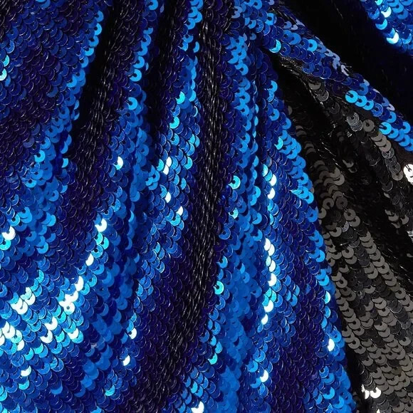 Retrofete Christine Blue & Black Sequin Wrap Long Sleeve Dress $844 XS View 4