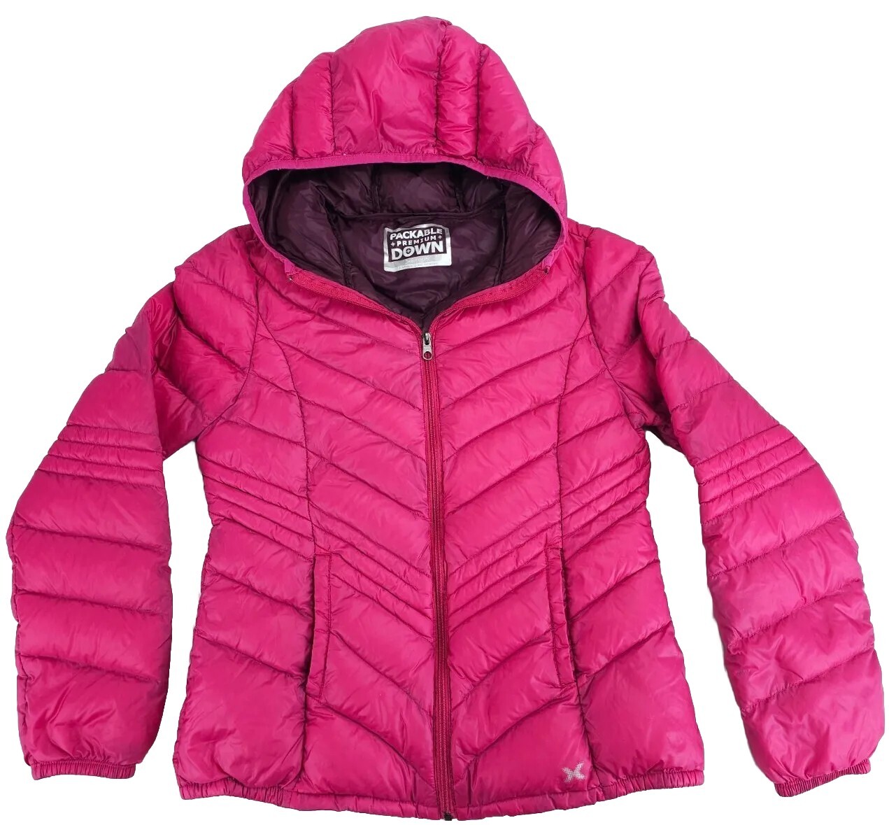 Xersion Performance Pink Down Insulated Puffer Packable Hood Jacket