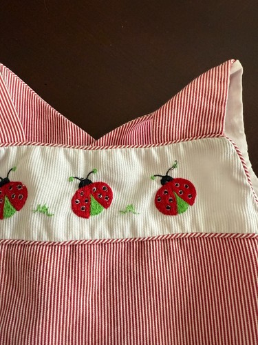 NWT Petit Ami Pink Bishop Ladybug Smocked Baby Girls Dress 12M - Picture 3 of 5
