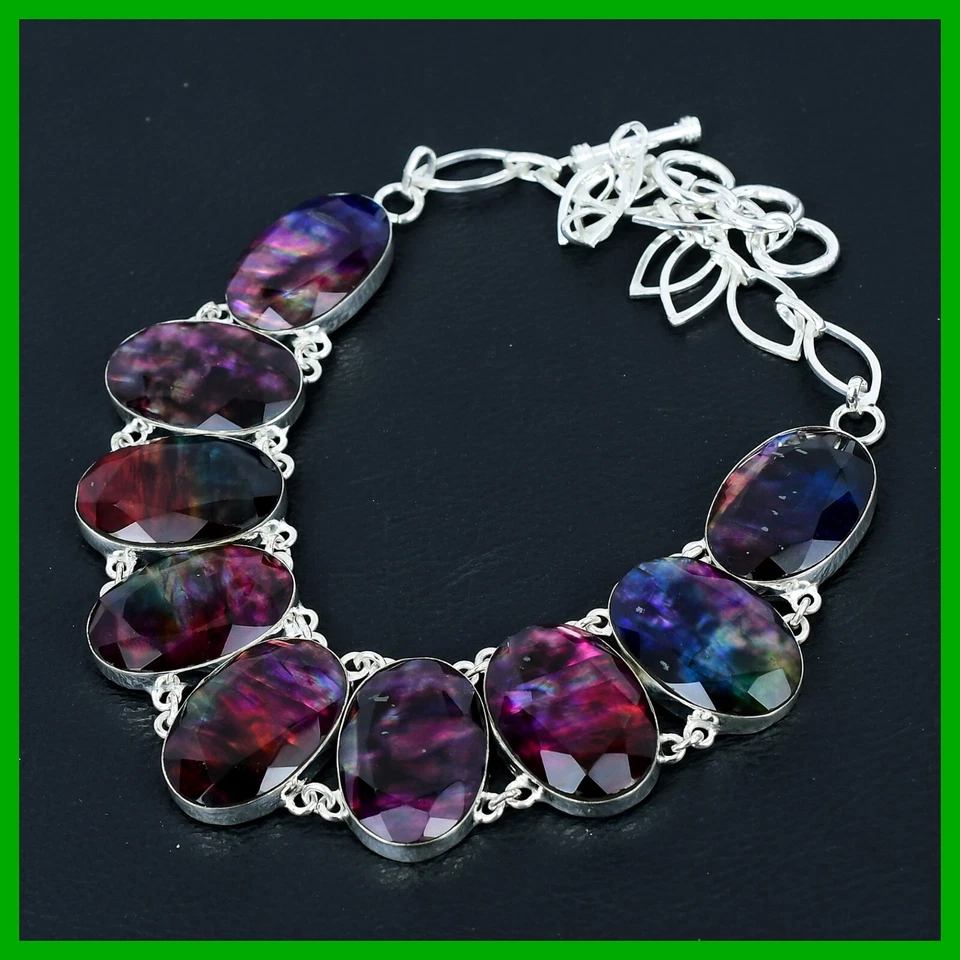 Nuevo collar de regalo para hermanas cadena ammolita natural plata esterlina venta día mujer Foto 3 de 4