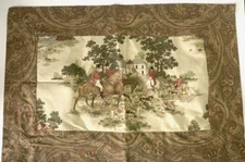 Ethan Allen Hunting Tapestry Sham Standard Equestian dogs Green beige tan Rich