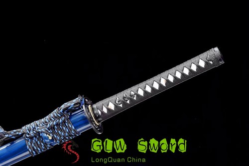 Fully Blue High Manganese Steel Katana Full Tang Sharp Knife Japan Samurai Sword - Bild 7 von 10