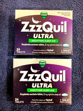  Lot of 2 New Zzzquil Vicks Ultra Nighttime/ Sleep Aid/ Doxylamine Succinate