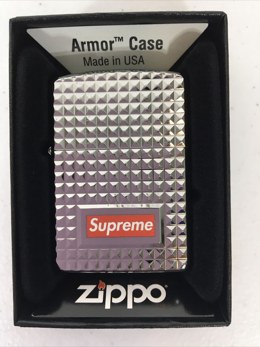 Brand New Supreme Diamond Cut Zippo Lighter Silver With Red Brand New Supreme Diamond Cut Zippo Lighter Silver With Red
