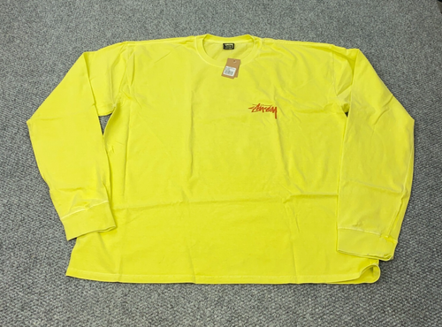 Stussy How We're Livin' Pigment Dyed LS Tee Mens XXL Butter Yellow NWT - Picture 2 of 8