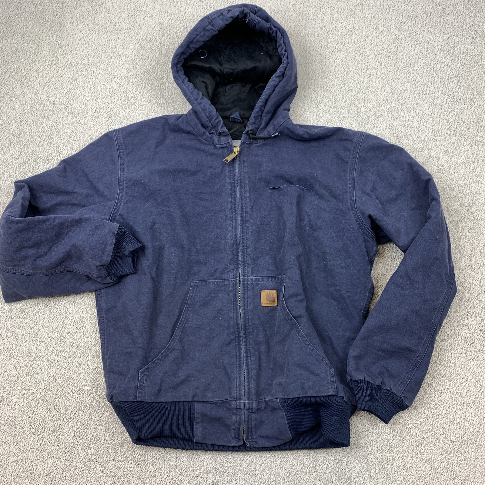 Carhartt Men's XL Blue Heavyweight Hooded Work Jacket 376-20 Durable