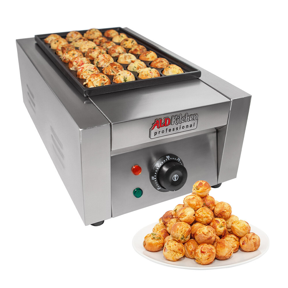 Parrilla eléctrica Takoyaki | 28 piezas | molde antiadherente | sin enchufe | acero inoxidable