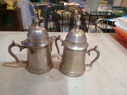 Vintage Leonard EPNS Creamer Sugar Set Silver Plate India Heavy - 第 1/6 張圖片