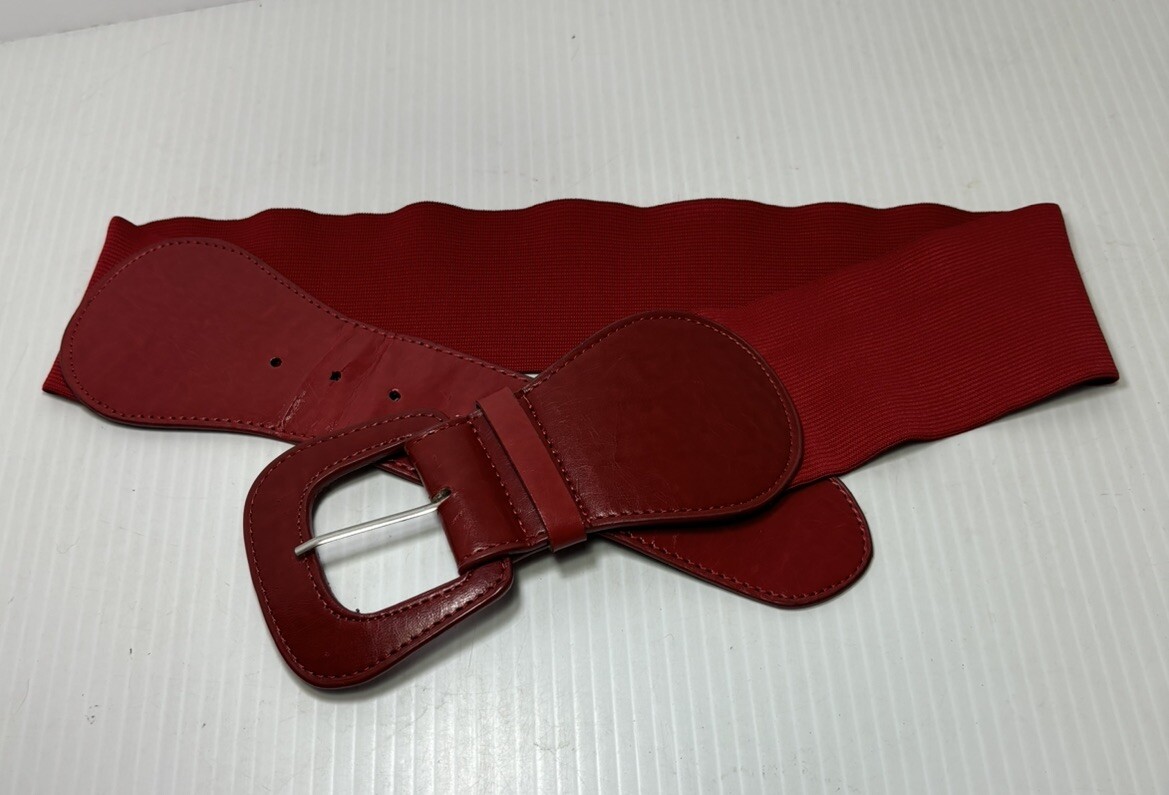 Wide Elastic Red Belt with Large Buckle | eBay