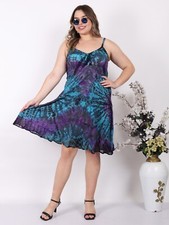 Women's Bohemian Spaghetti Strap Tie Dye Embroidered Summer Short Dress 03 Pcs