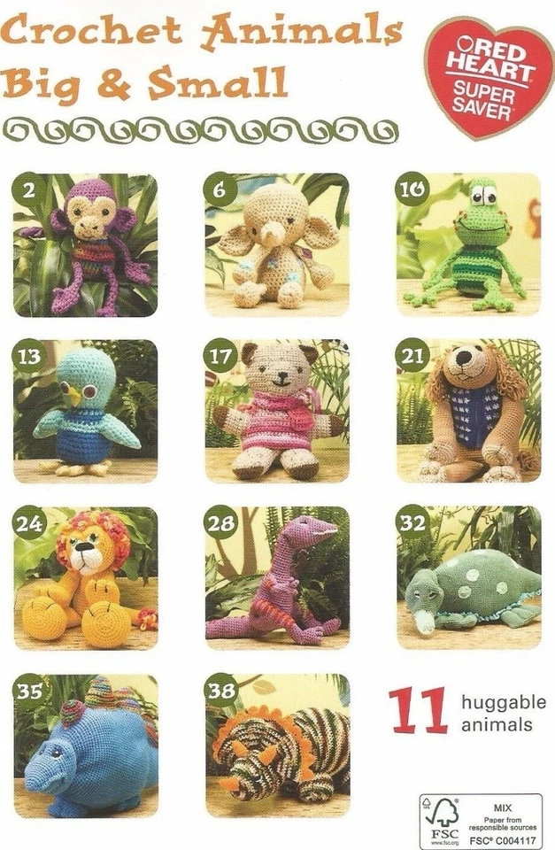 Crochet Pattern Book ANIMALS BIG & SMALL ~ 11 Plush Designs ~ Dinosaurs, Dog ++ - Image 4 of 4