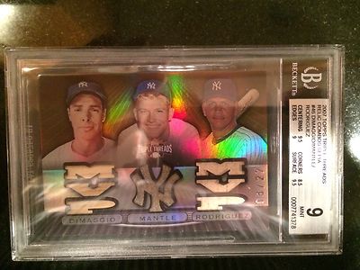 2007 Mickey Mantle Joe DiMaggio ARod Triple Threads 08/27 POP 1 BGS MINT YANKEE