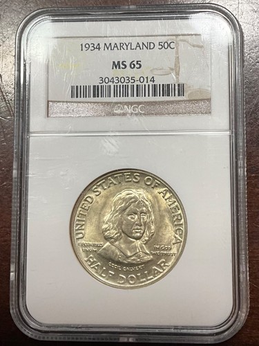 NGC MS65 1934 MARYLAND SILVER COMMEMORATIVE HALF DOLLAR CHOICE GEM - Picture 3 of 3