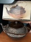 Vintge McCoy USA 185 Ceramic Tea Pot Cookie Jar  Copper Hammered Look Wire Bail