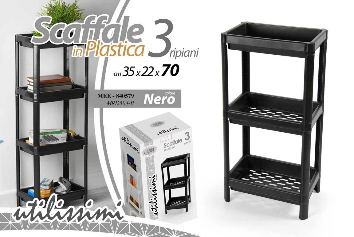 En.casa Scaffale A Parete 3 Ripiani Regolabili 48x15x63.5 Cm - Libreria Pensile In MDF E Acciaio, Effetto Legno Scuro E Nero