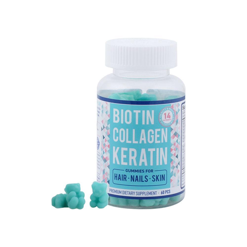 Biotin Collagen Keratin Gummies for Hair Growth Skin Nails and Joints Support