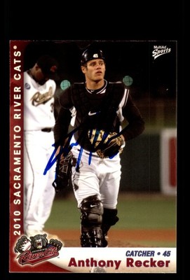 Signed Baseball Card Auto Anthony Recker 2010 MultiAd Sacramento River Cats