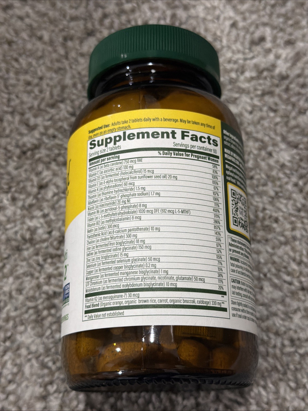 MegaFood Baby & Me 2 Dietary Supplement - 120 Count